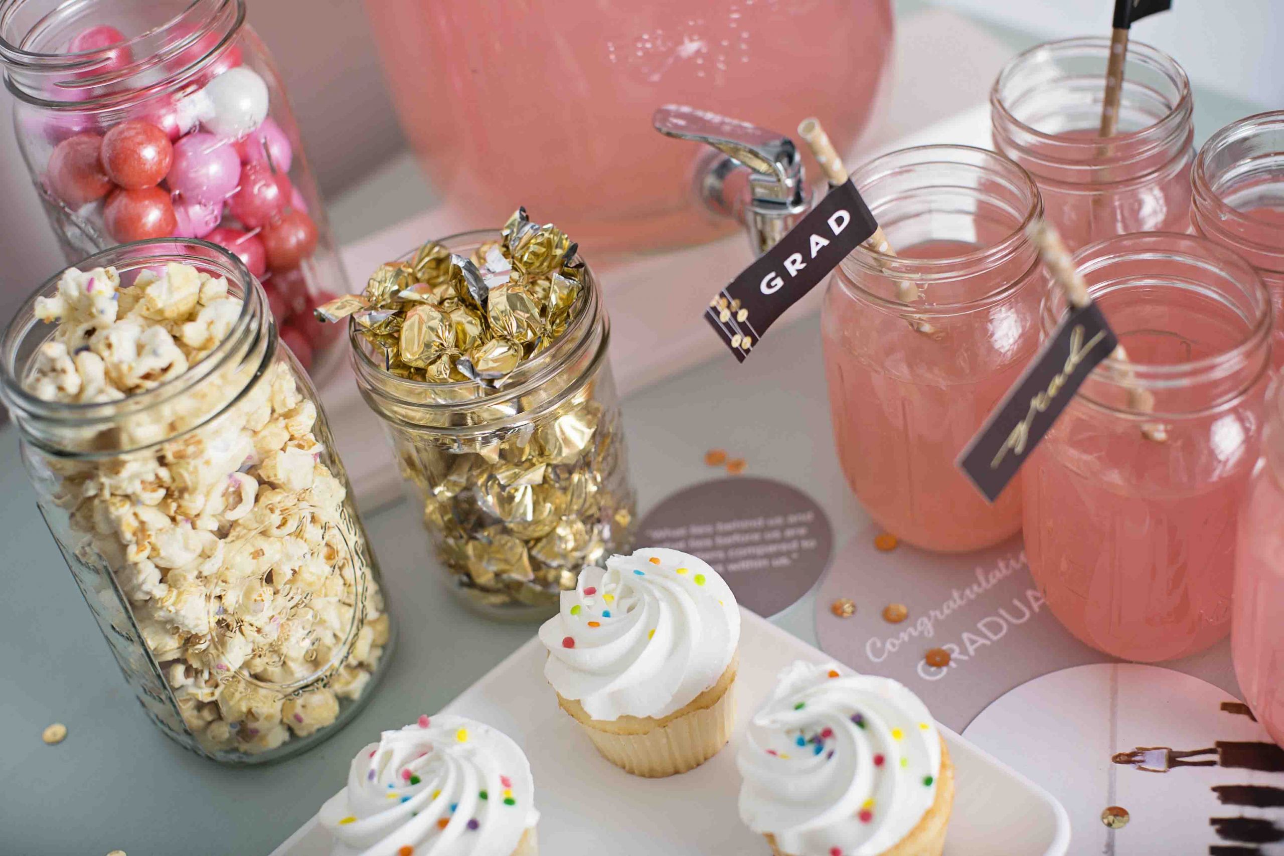 Backyard Graduation Party Ideas Pink And Black Gold Table Set Up
 Sequin Inspired Graduation Party Ideas