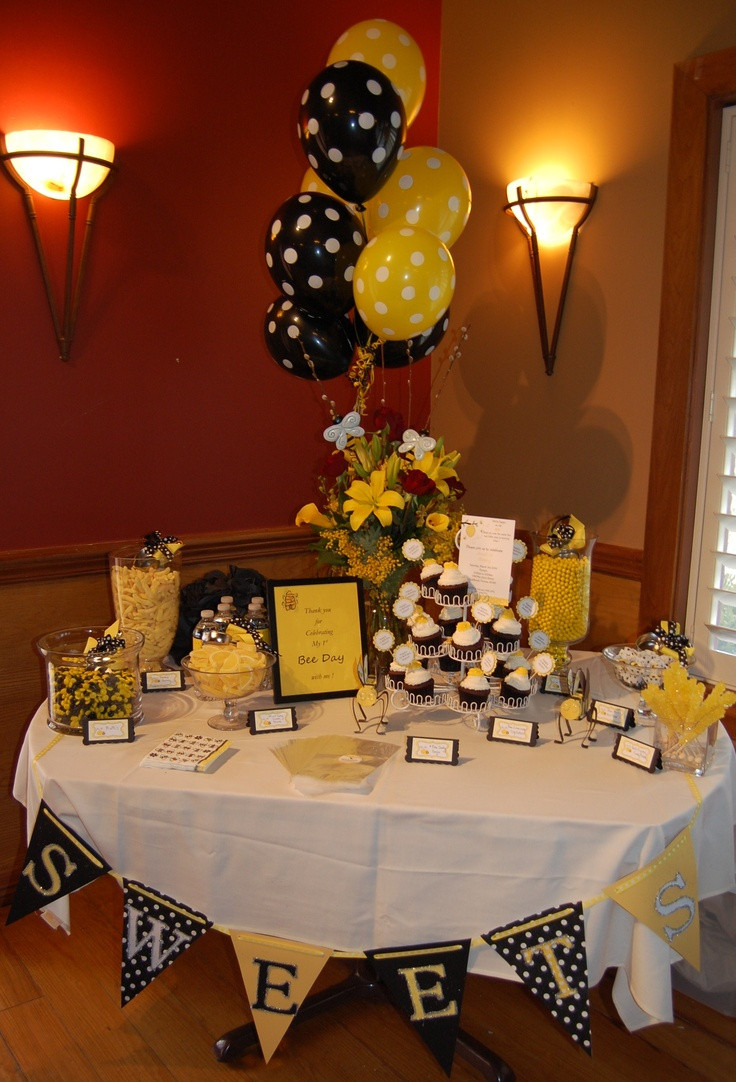 Backyard Graduation Party Ideas Pink And Black Gold Table Set Up
 First Birthday Party for Little Man