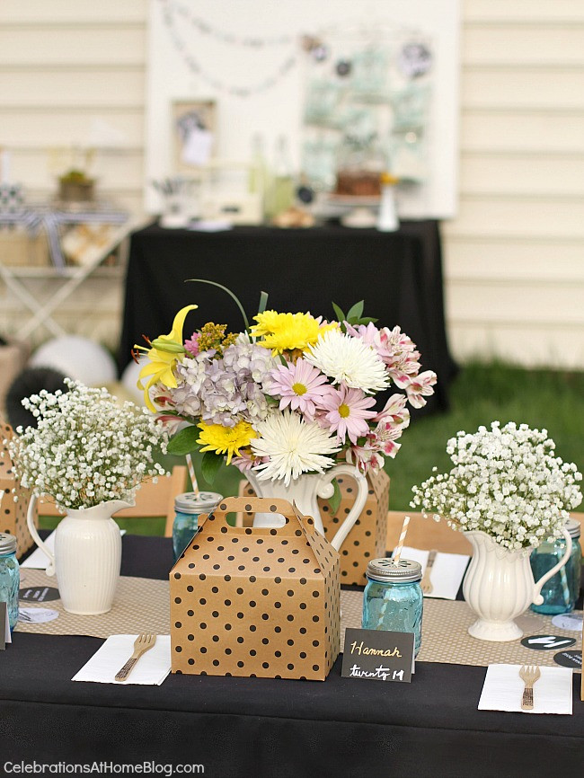 Backyard Graduation Party Ideas Pink And Black Gold Table Set Up
 Shabby Chic Graduation Party Ideas Celebrations at Home