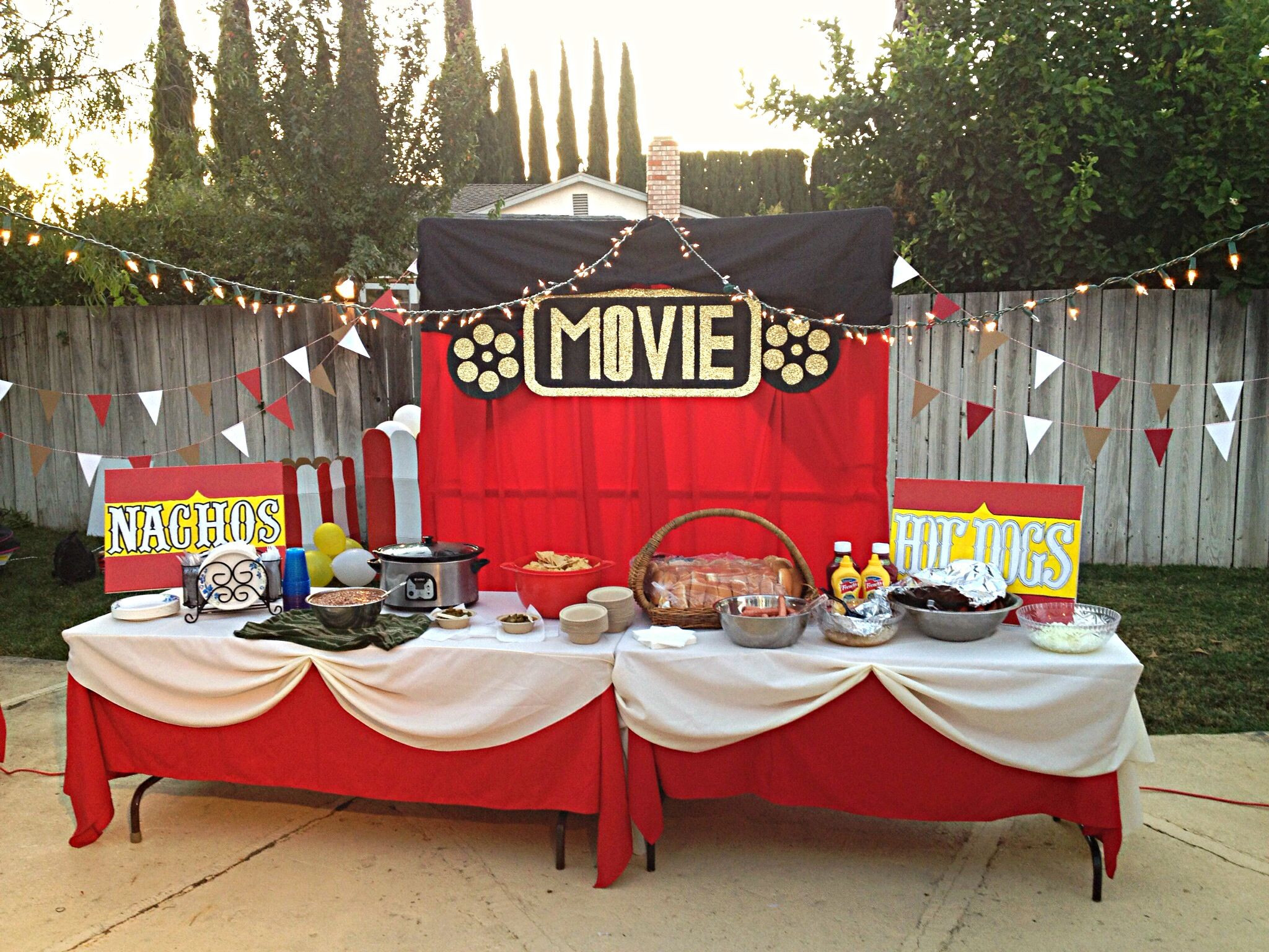 Backyard Movie Night Birthday Party Ideas
 Movie Night Food Tables Party ideas