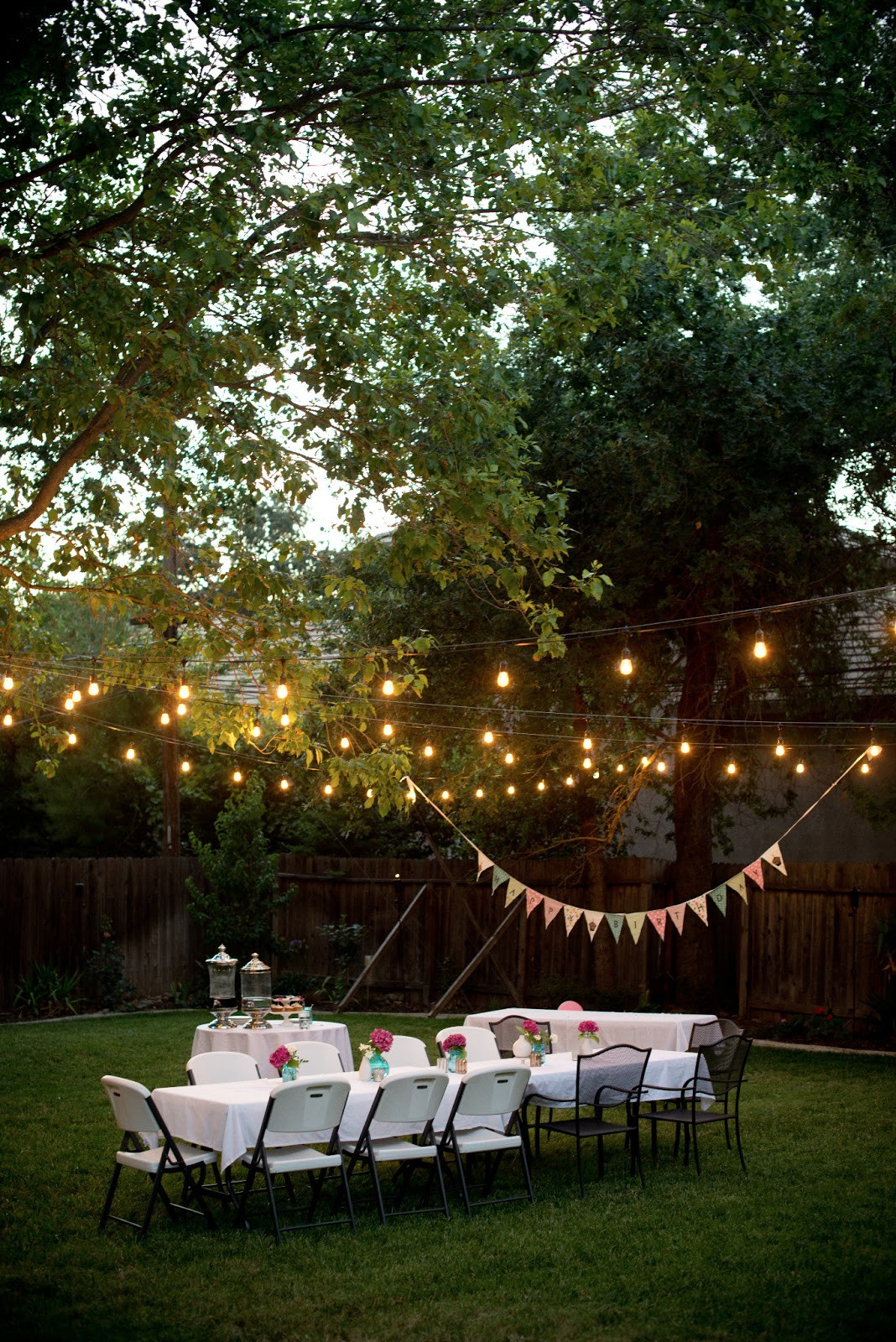 Backyard Party Ideas Lighting
 Domestic Fashionista Backyard Birthday Fun Pink