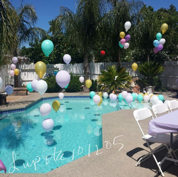Backyard Pool Party Ideas
 Pool party balloons sweet 16