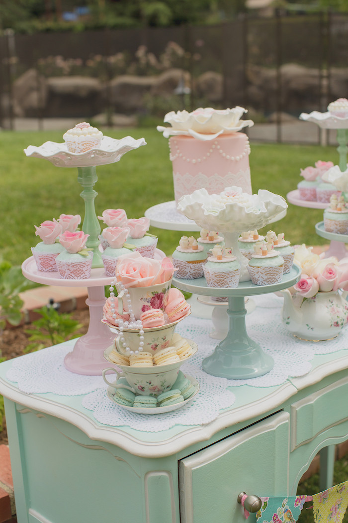 Backyard Tea Party Decorating Ideas
 Kara s Party Ideas Pink Vintage Tea Party