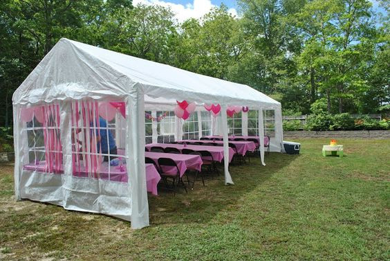 Backyard Tent Party Ideas
 Outdoor Pink first birthday and Outdoor parties on Pinterest