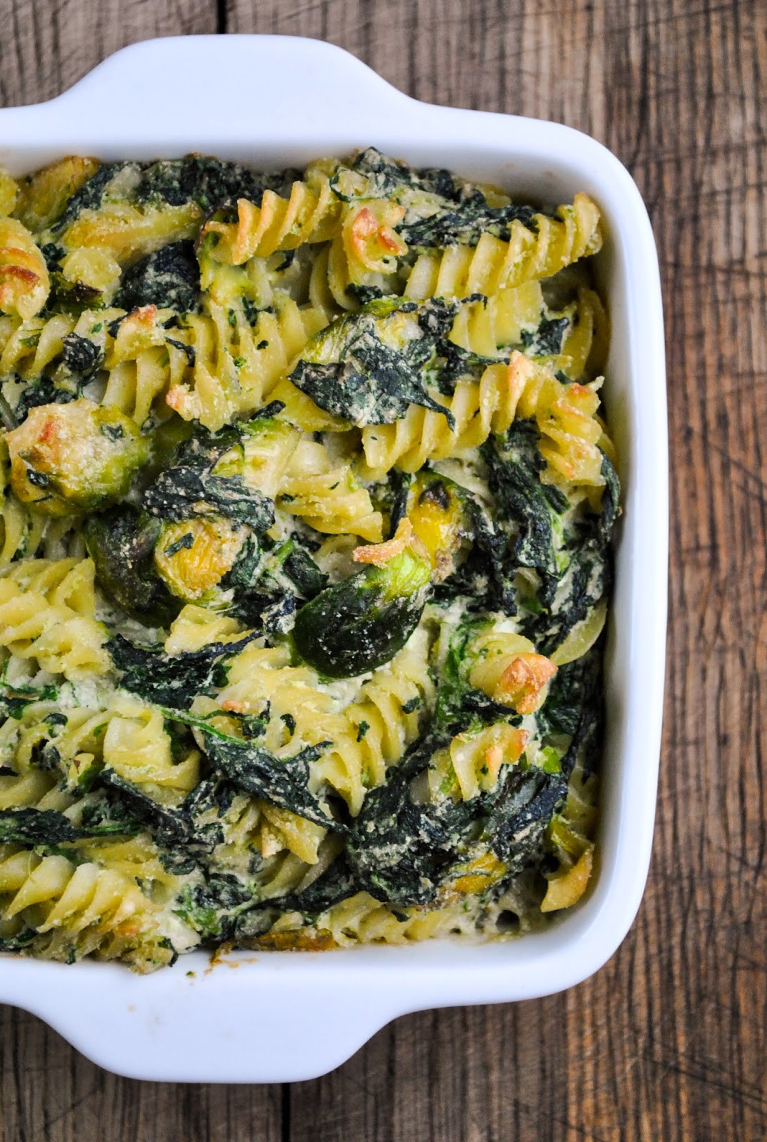 Baking Vegetarian Recipes
 Baked pasta with creamy spinach and Brussels sprouts