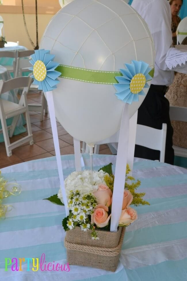 Balloon Decorations Baby Showers Ideas
 Boy s Hot Air Balloon Party Theme