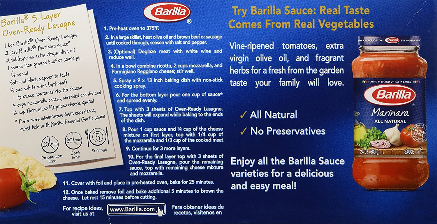 Barilla Gluten Free Lasagna
 barilla gluten free lasagna noodles