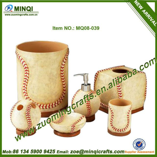 Baseball Bathroom Decor
 Source Resin baseball bathroom accessory set 6pcs on m