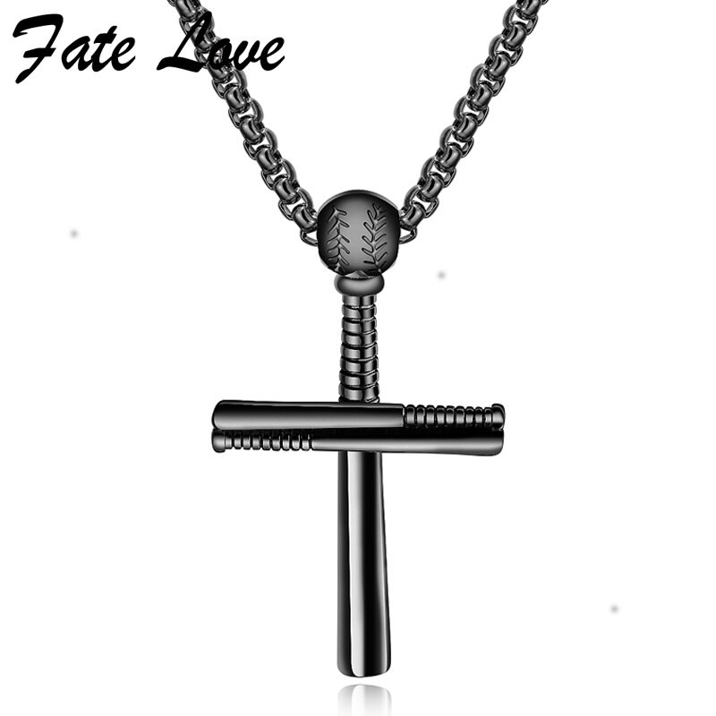 Baseball Necklaces For Guys
 2019 New Baseball Bat Cross Necklace Men Jewelry Collares