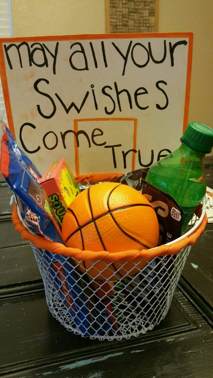 Basketball Gift Basket Ideas
 May all your swishes e true Basketball t basket We