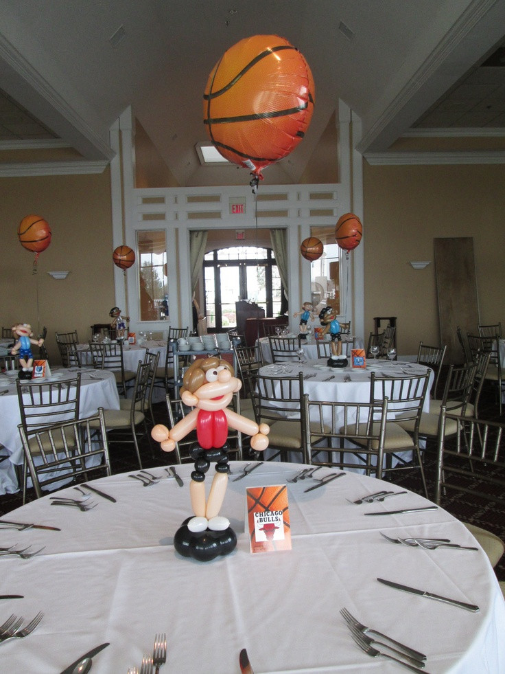 Basketball Graduation Party Ideas
 Basketball balloon players on each table by