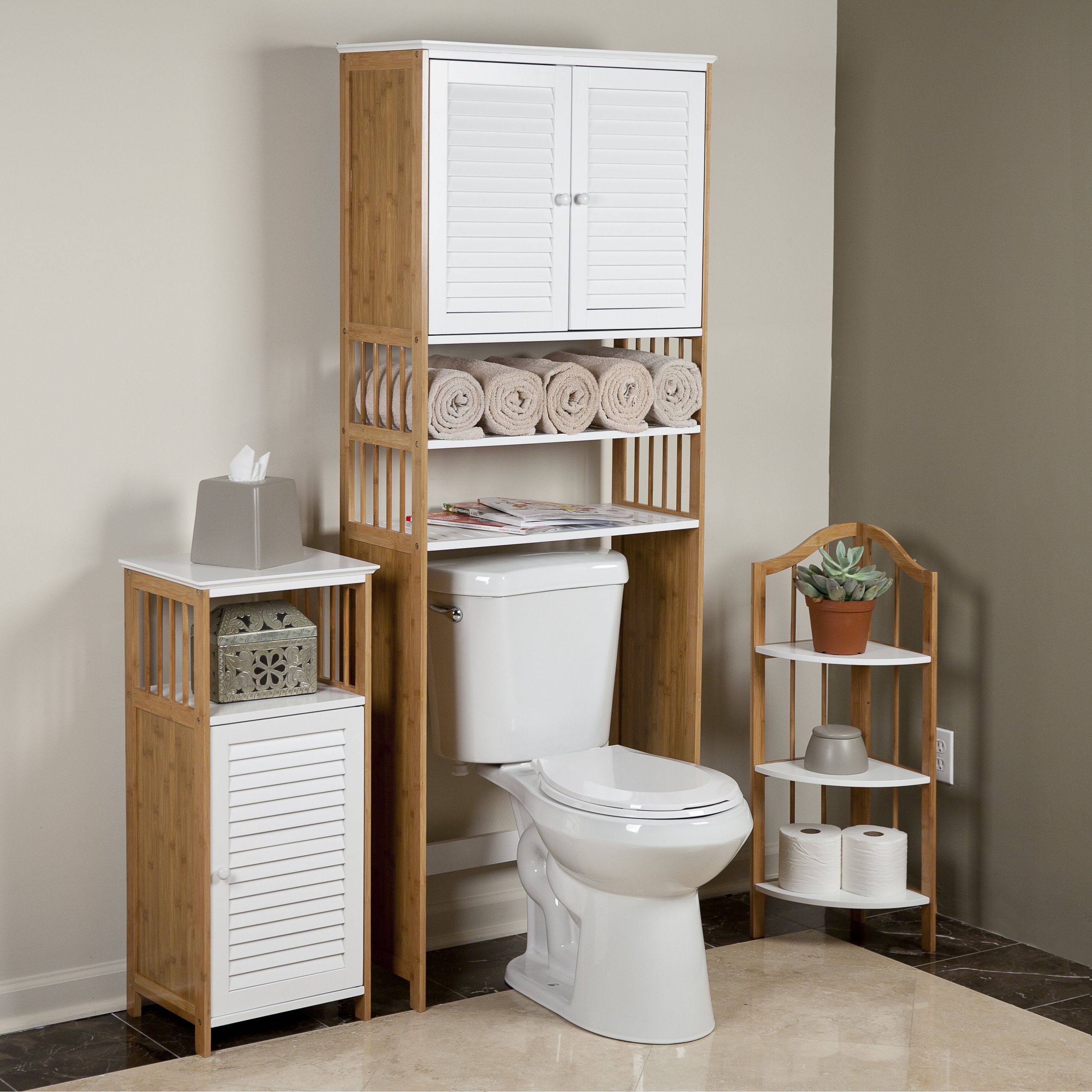 Bathroom Cabinets Over The Toilet
 DanyaB Bamboo Bathroom 27" x 71" Free Standing Over the
