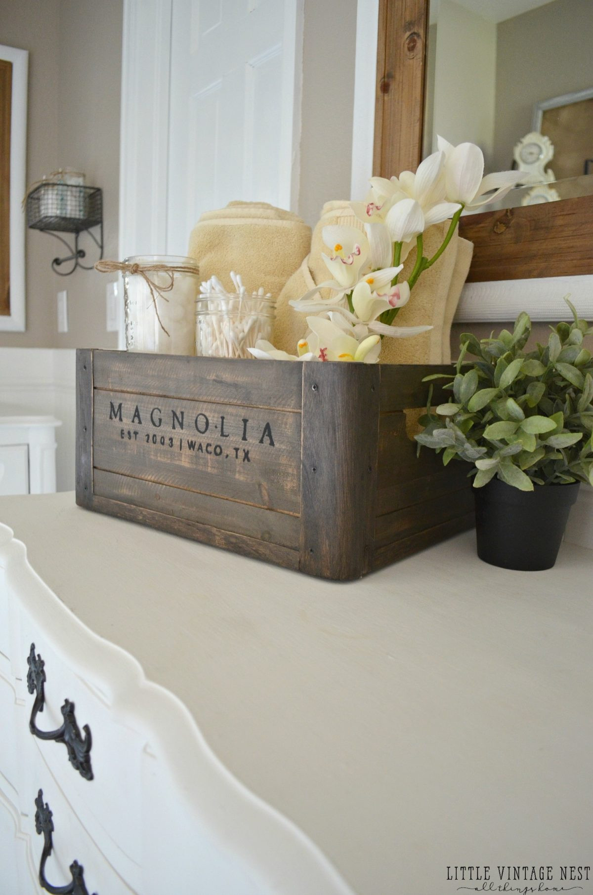 Bathroom Counter Decorating Ideas
 5 Ways to Style a Wooden Crate Little Vintage Nest