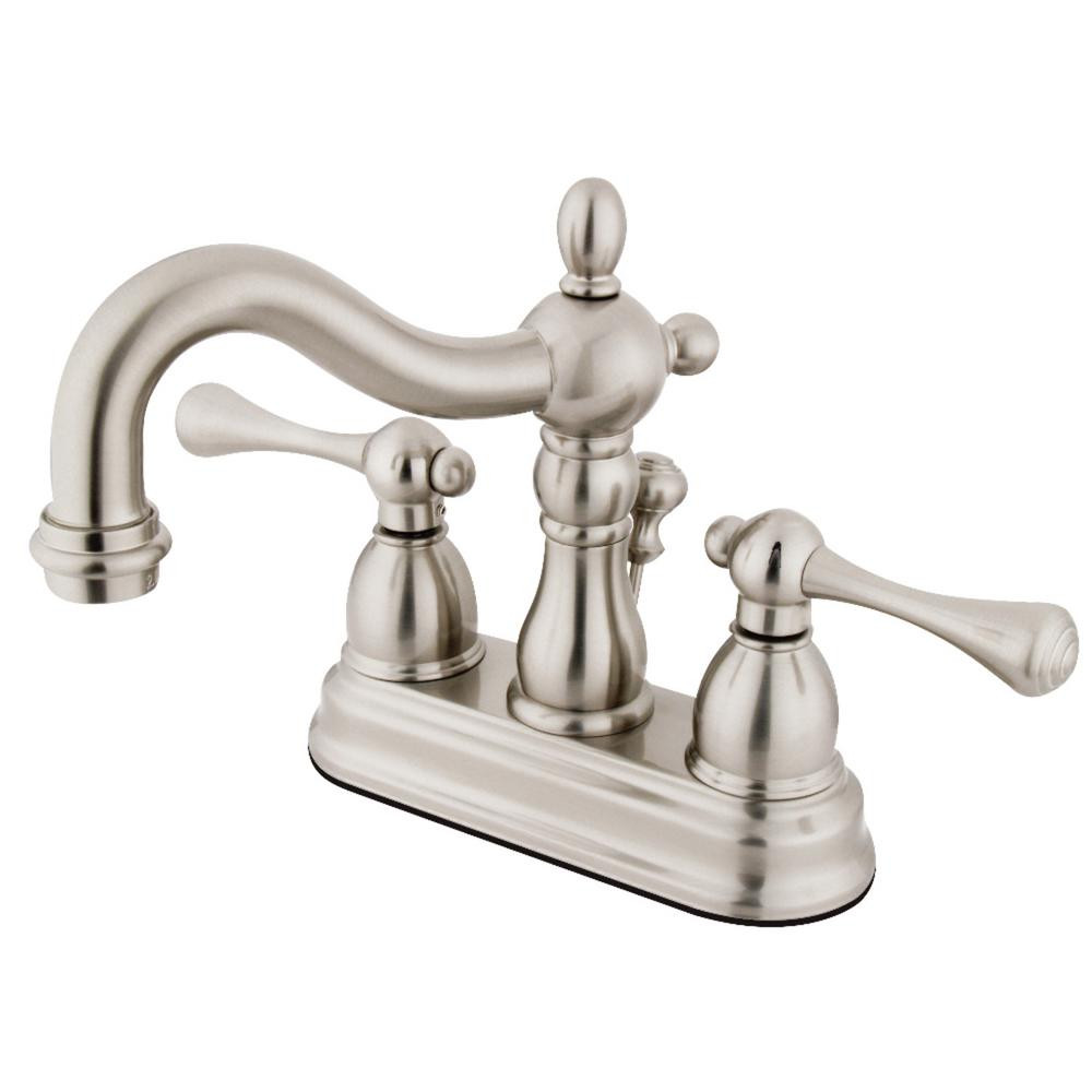 Bathroom Faucets Brushed Nickel
 Kingston Brass Heritage 4 in Centerset 2 Handle Bathroom
