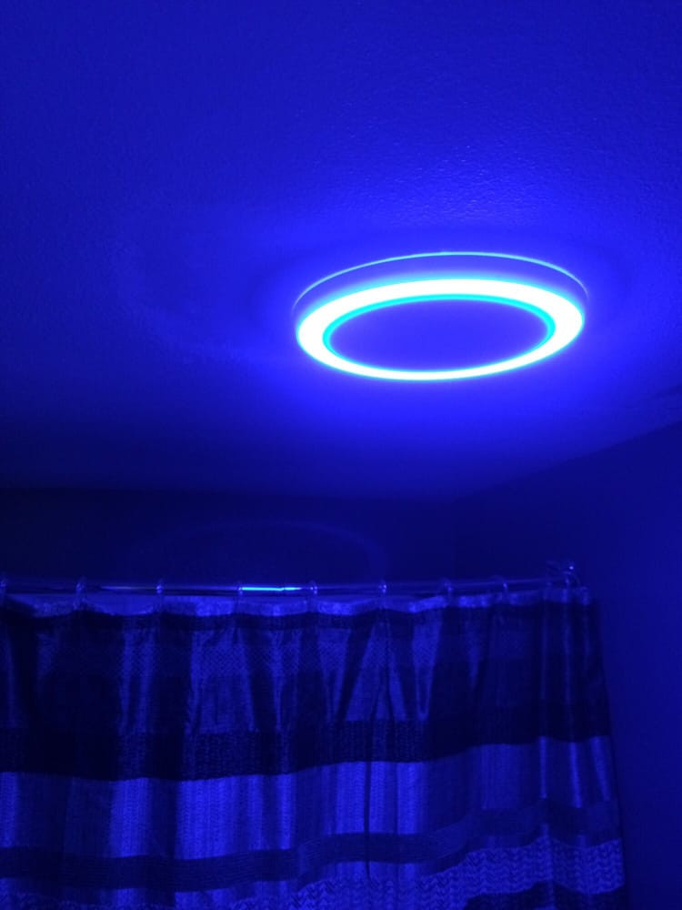 Bathroom Light With Bluetooth Speaker
 Blue LED light Night light bathroom fan with 2 Bluetooth