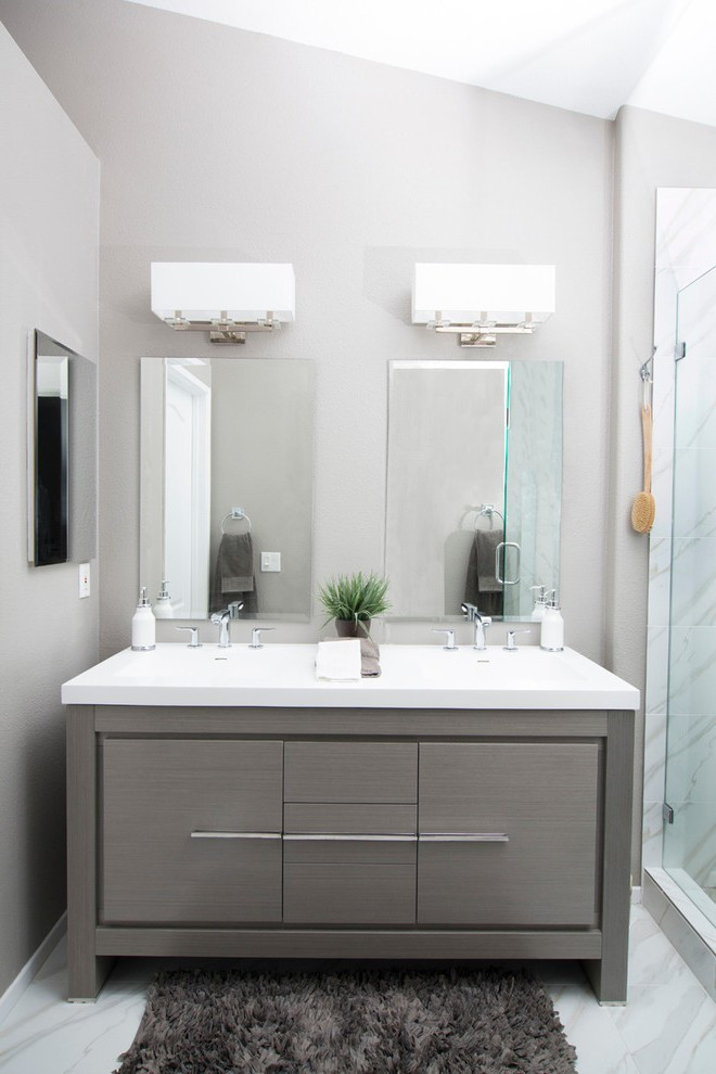 Bathroom Makeup Vanity Ideas
 Pleasing Makeup Vanity in Bathroom with White and Gray