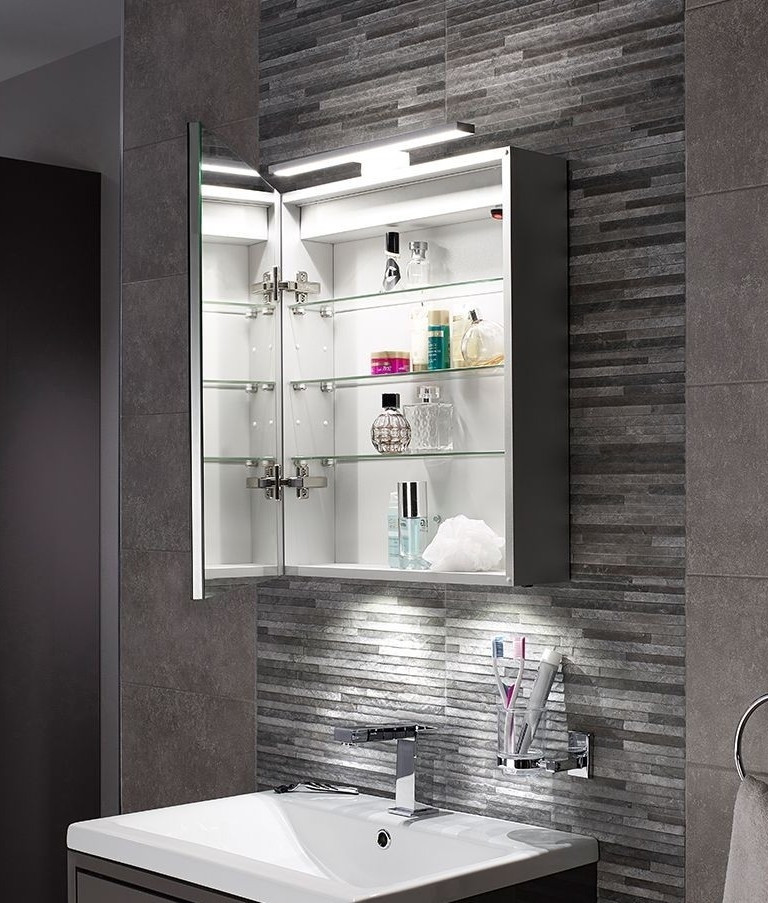Bathroom Mirror Cabinet With Light
 600mm x 500mm LED Illuminated Bathroom Cabinet Over