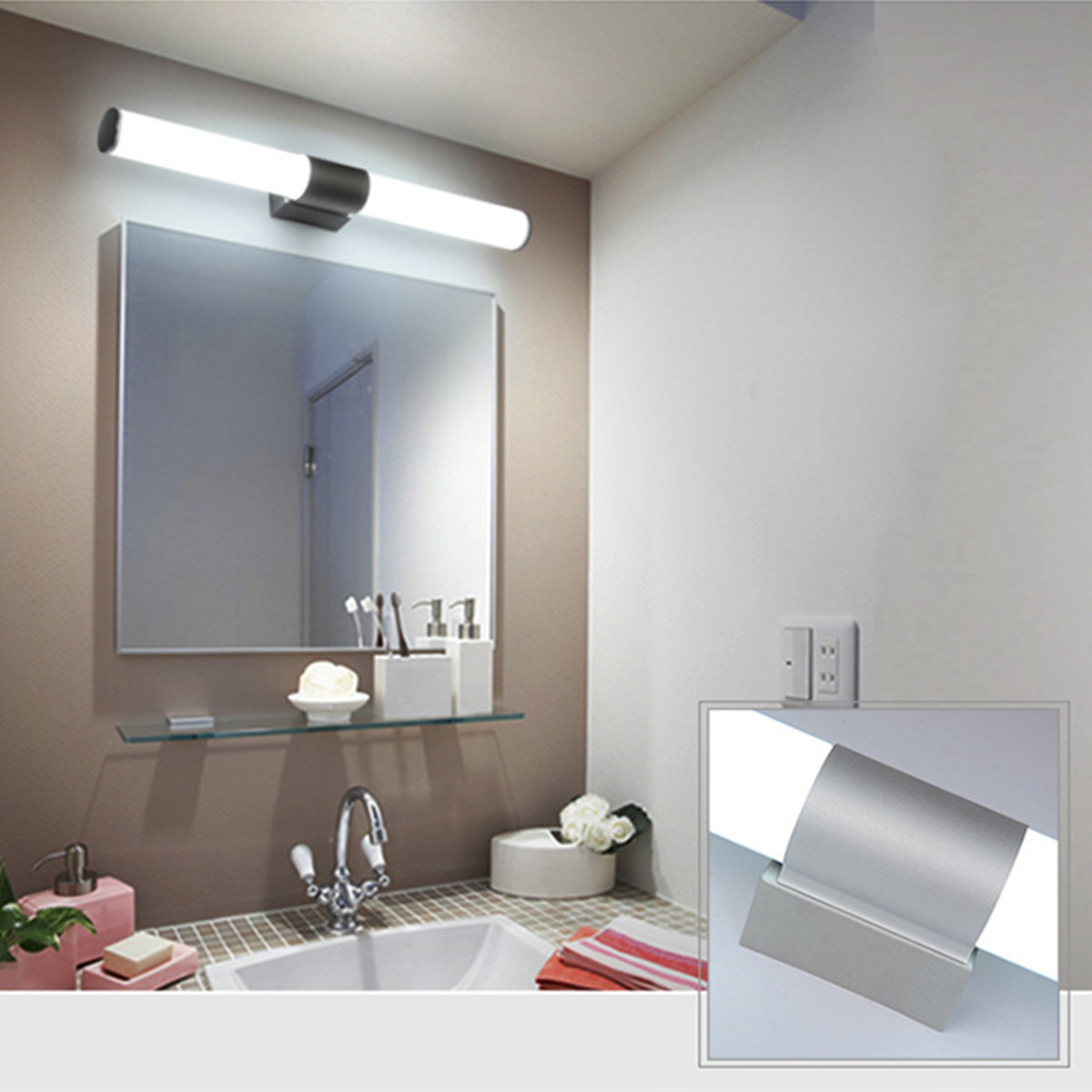 Bathroom Mirror With Light
 Acrylic Modern Bathroom Vanity LED Light Front Mirror LED