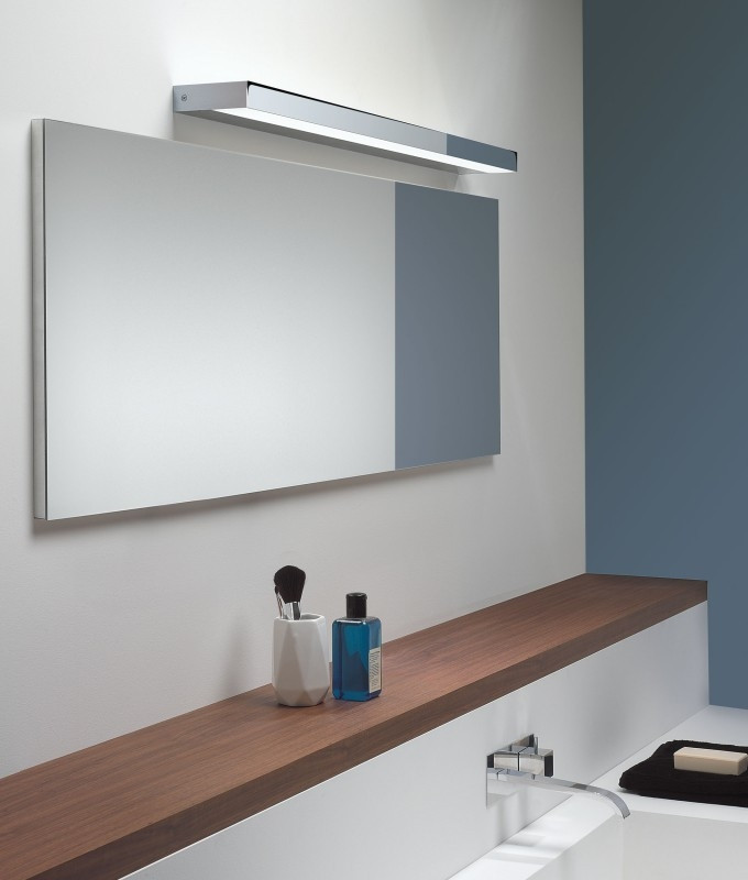 Bathroom Mirror With Light
 Rectangular over mirror light in matt nickel or polished