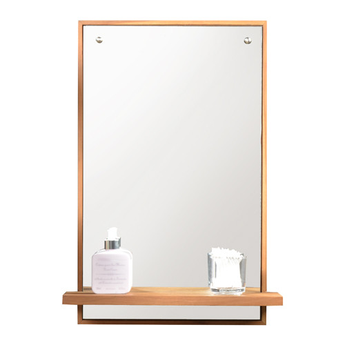 Bathroom Mirror With Shelf Attached
 Tikamoon Solid Teak Bathroom Mirror with Shelf attached