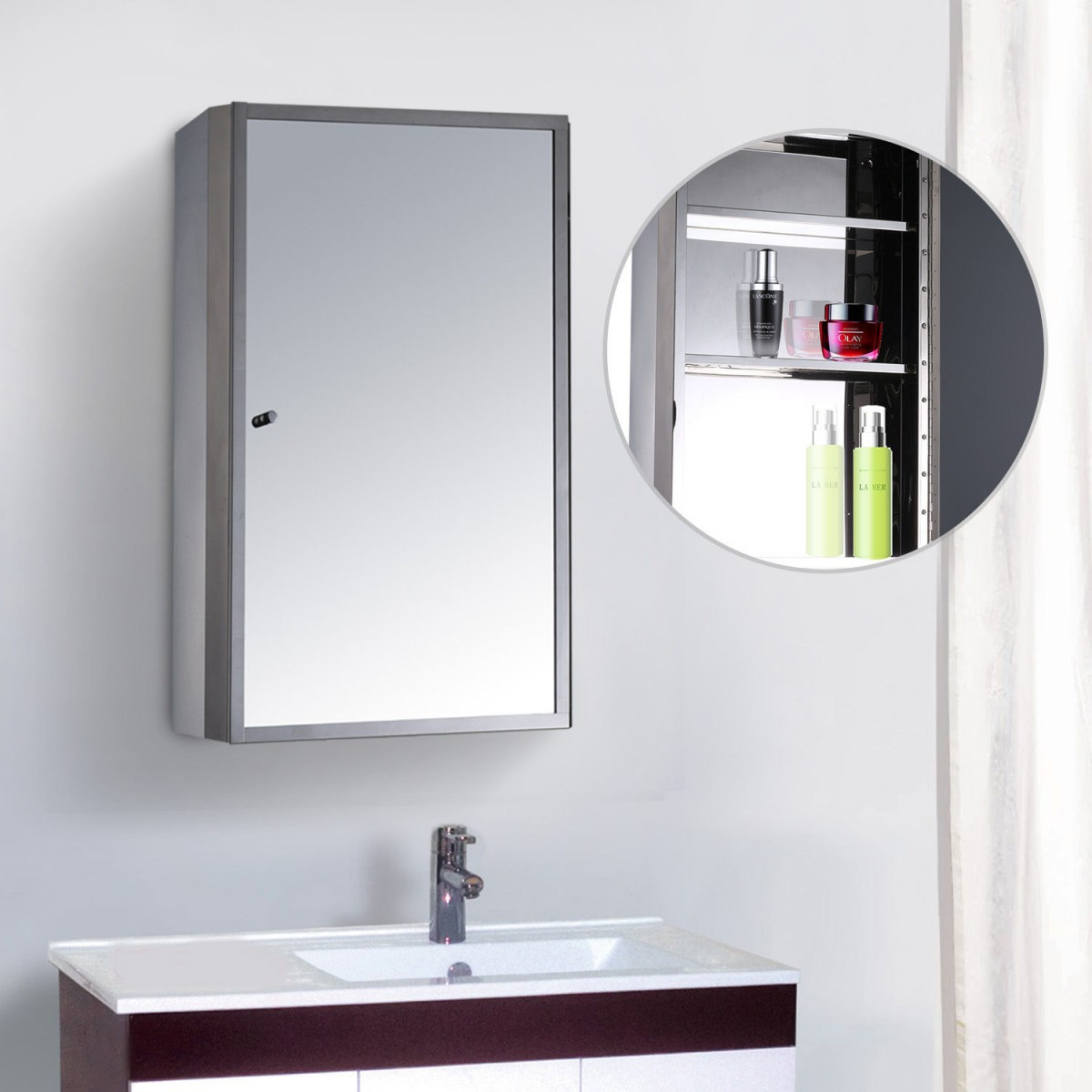 Bathroom Mirror With Shelf Attached
 Wall Mounted Bathroom Mirror with Storage Cabinet Home Done