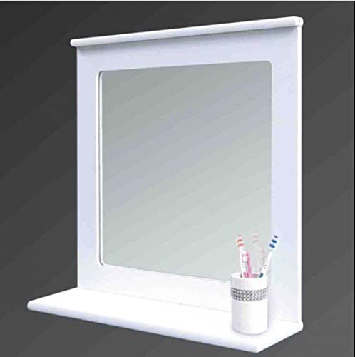 Bathroom Mirror With Shelf Attached
 Maine White Bathroom Wood Frame Mirror Wall Mounted with