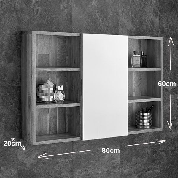 Bathroom Mirror With Shelf Attached
 Solid Oak Wall Mounted Bathroom Mirror Cabinet and Shelves