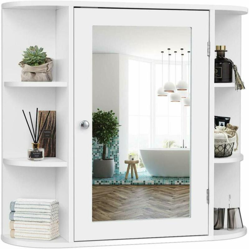 Bathroom Mirror With Shelf Attached
 Tangkula Bathroom Cabinet Single Door Wall Mounted