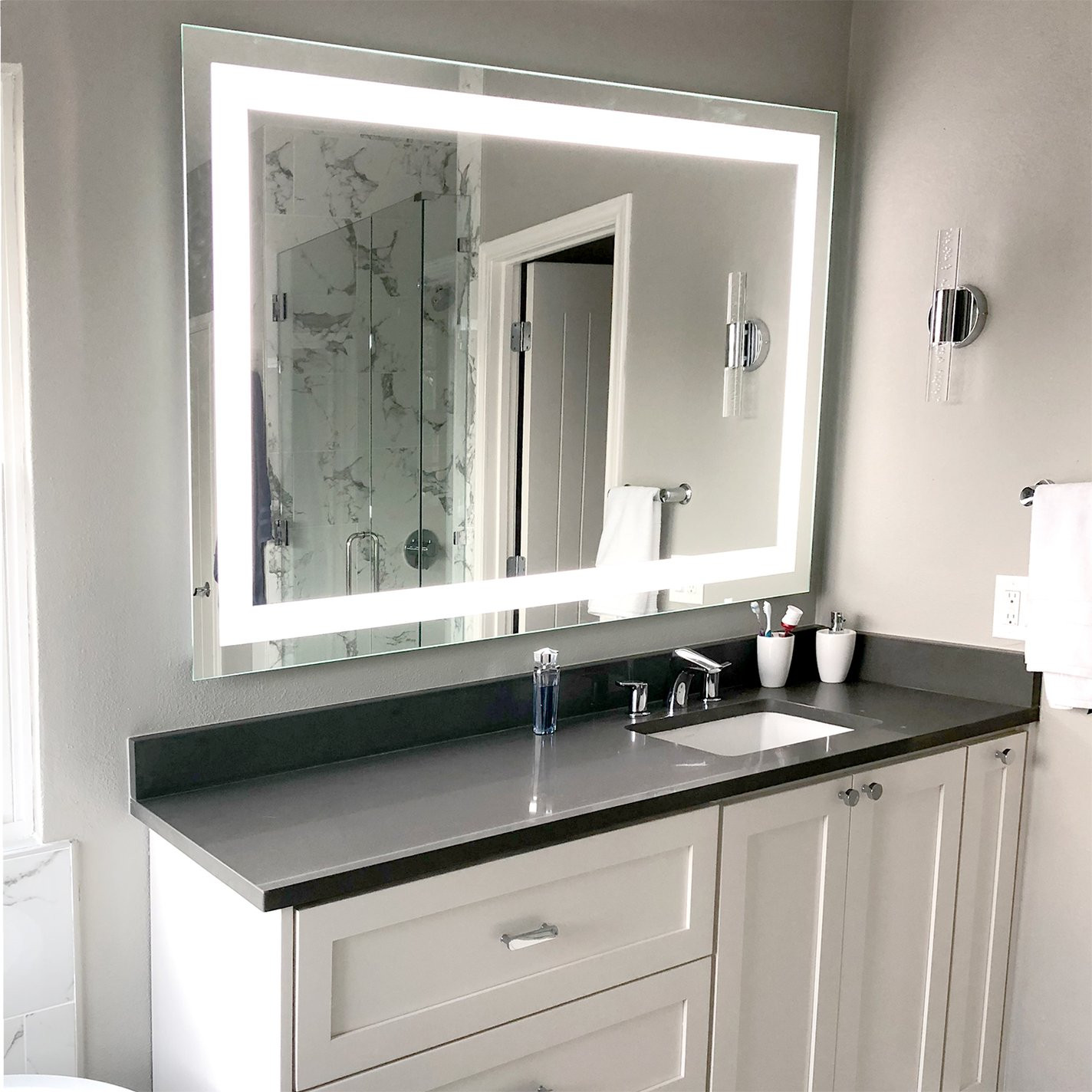 Bathroom Mirrors With Lights
 Front Lighted LED Bathroom Vanity Mirror 60" x 40
