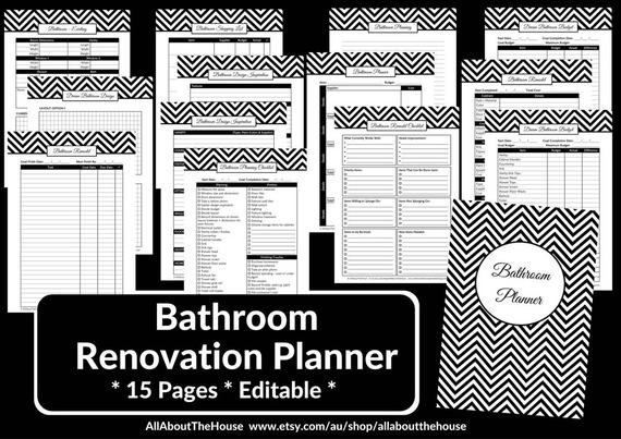 Bathroom Remodel Order
 Bathroom remodel checklist planner printable renovation