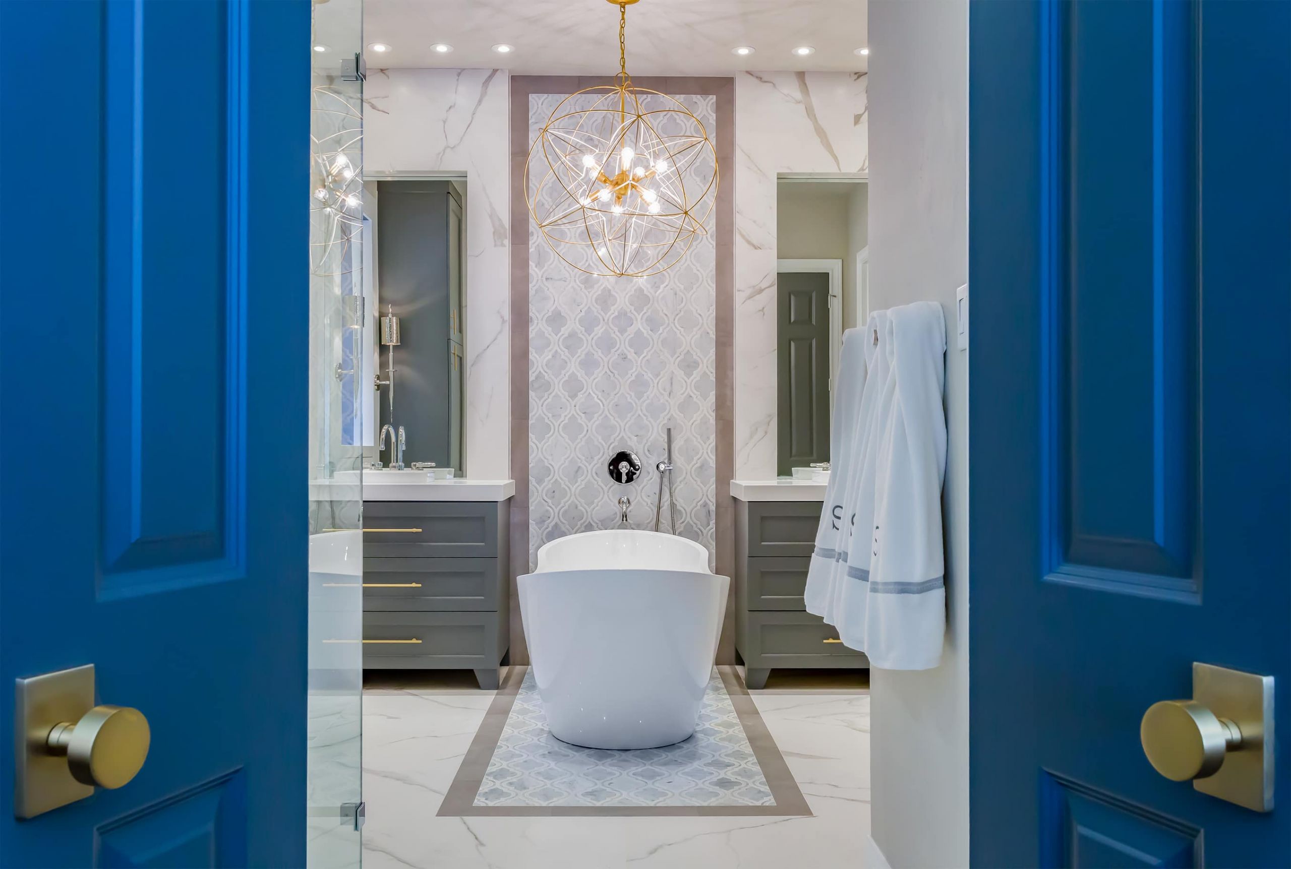 Bathroom Remodeling Spring Tx
 Master Bathroom Renovation Gold Gray & Cobalt