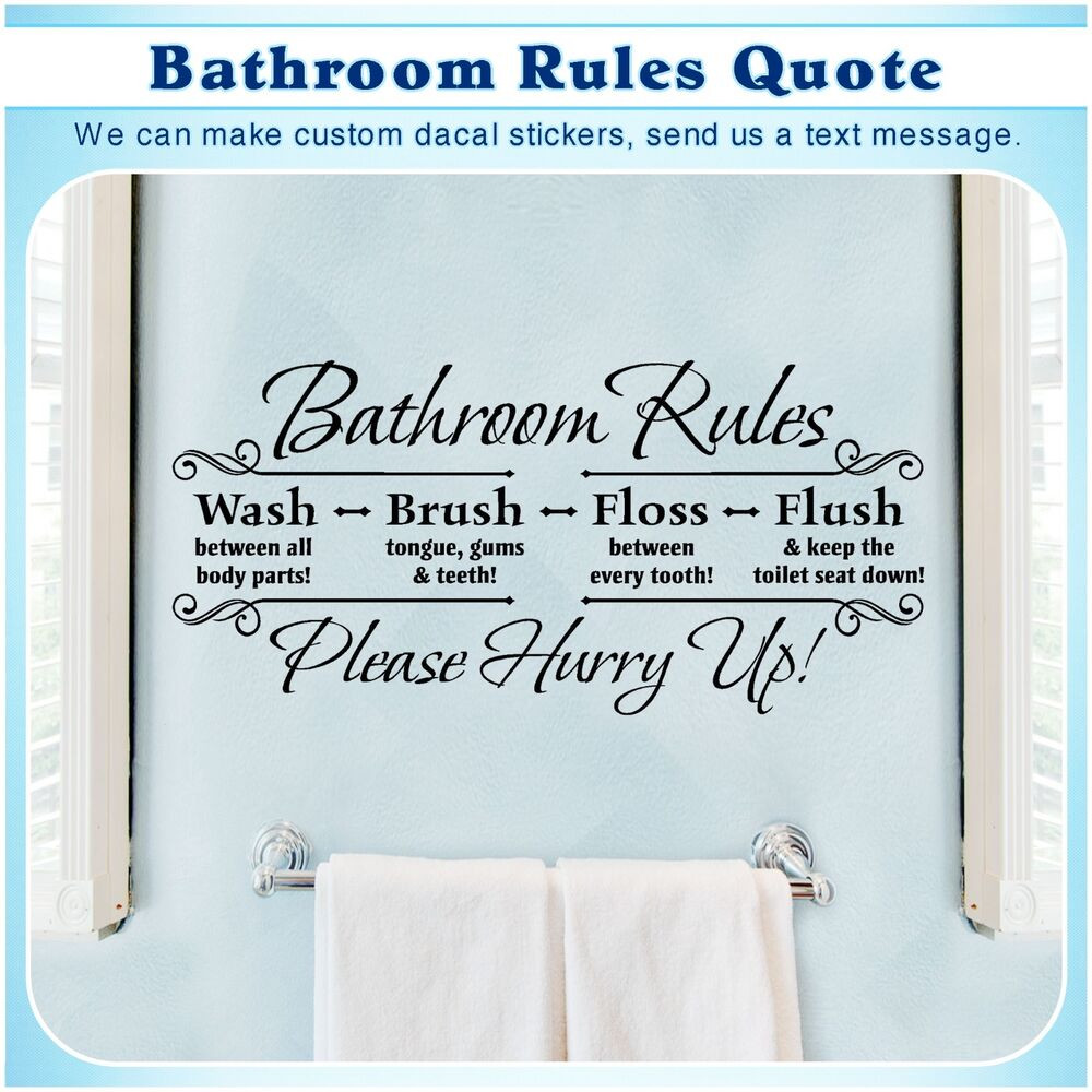 Bathroom Rules Wall Decals
 Bathroom Rules English Quote Saying Vinyl Wall Home Decor
