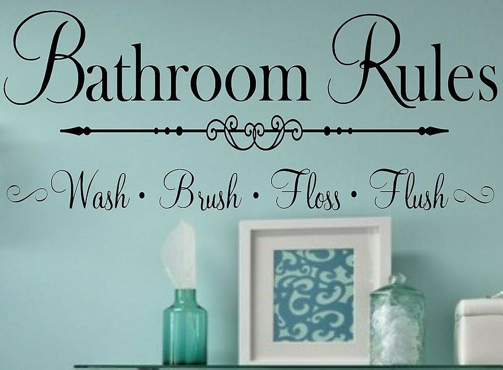 Bathroom Rules Wall Decals
 Bathroom Rules Vinyl Wall Decal Lettering Home Decor