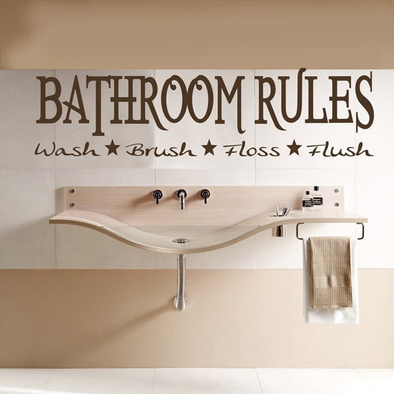 Bathroom Rules Wall Decals
 Free Shipping 24 90cm Hot Selling bathroom RULES English
