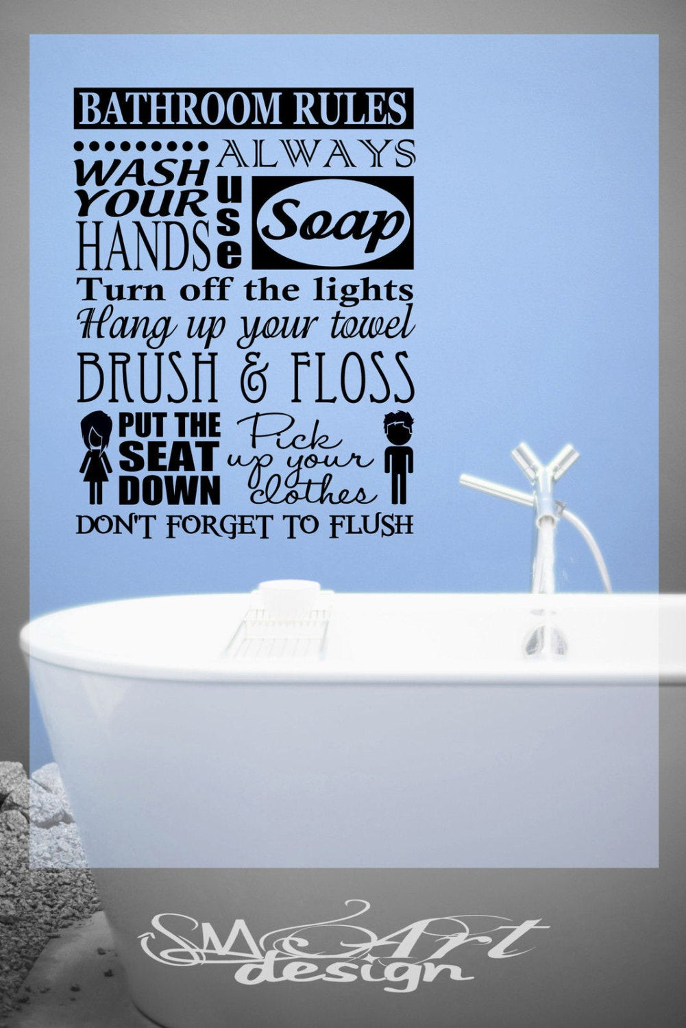 Bathroom Rules Wall Decals
 Bathroom rules Wall Decal Vinyl sticker home decor shower door