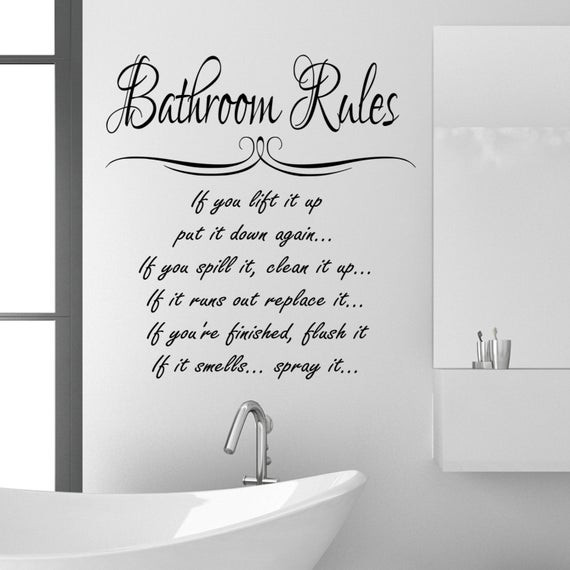 Bathroom Rules Wall Decals
 Bathroom Rules Wall Sticker Quote funny Vinyl Decal Graphic