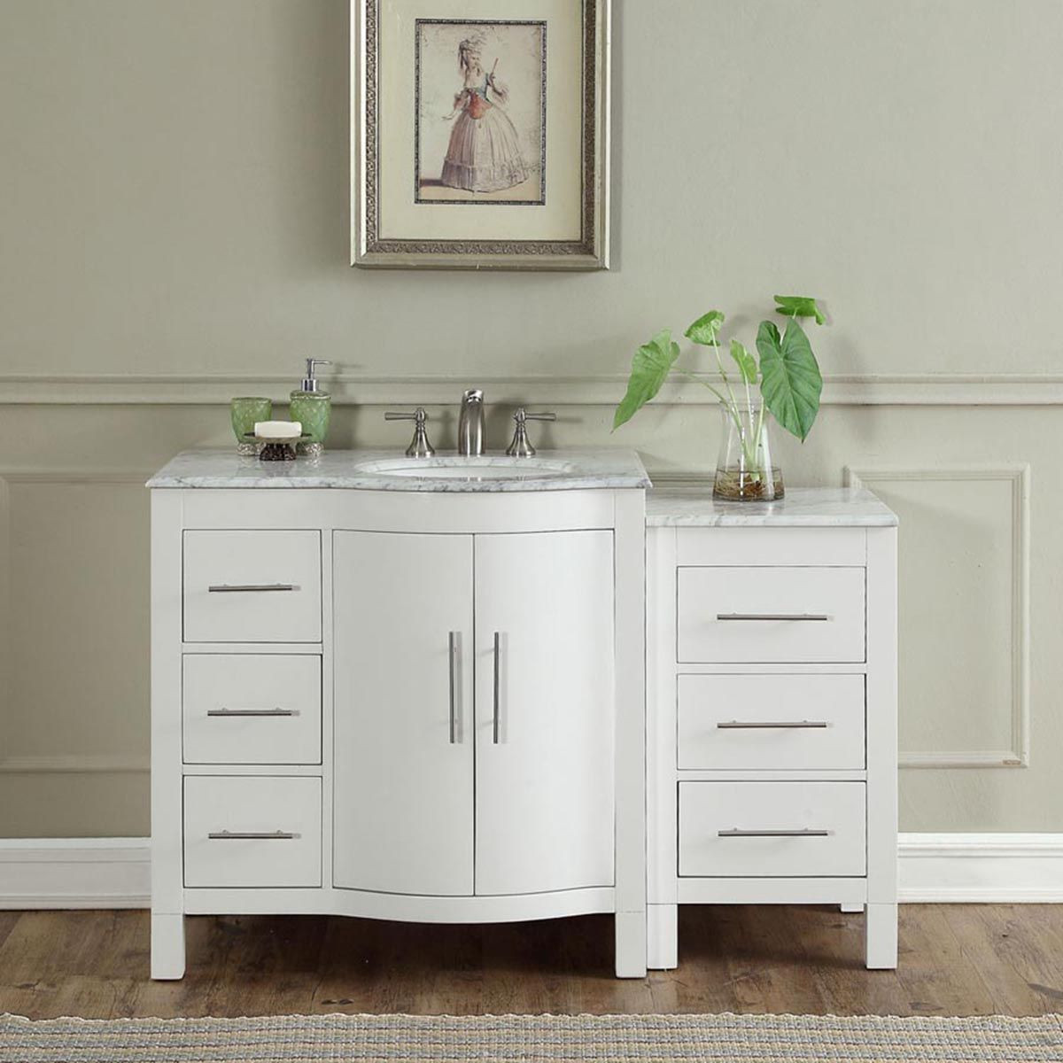 Bathroom Single Sink Vanity Cabinet
 54" Modern Single Bathroom Vanity Espresso with Round Sink