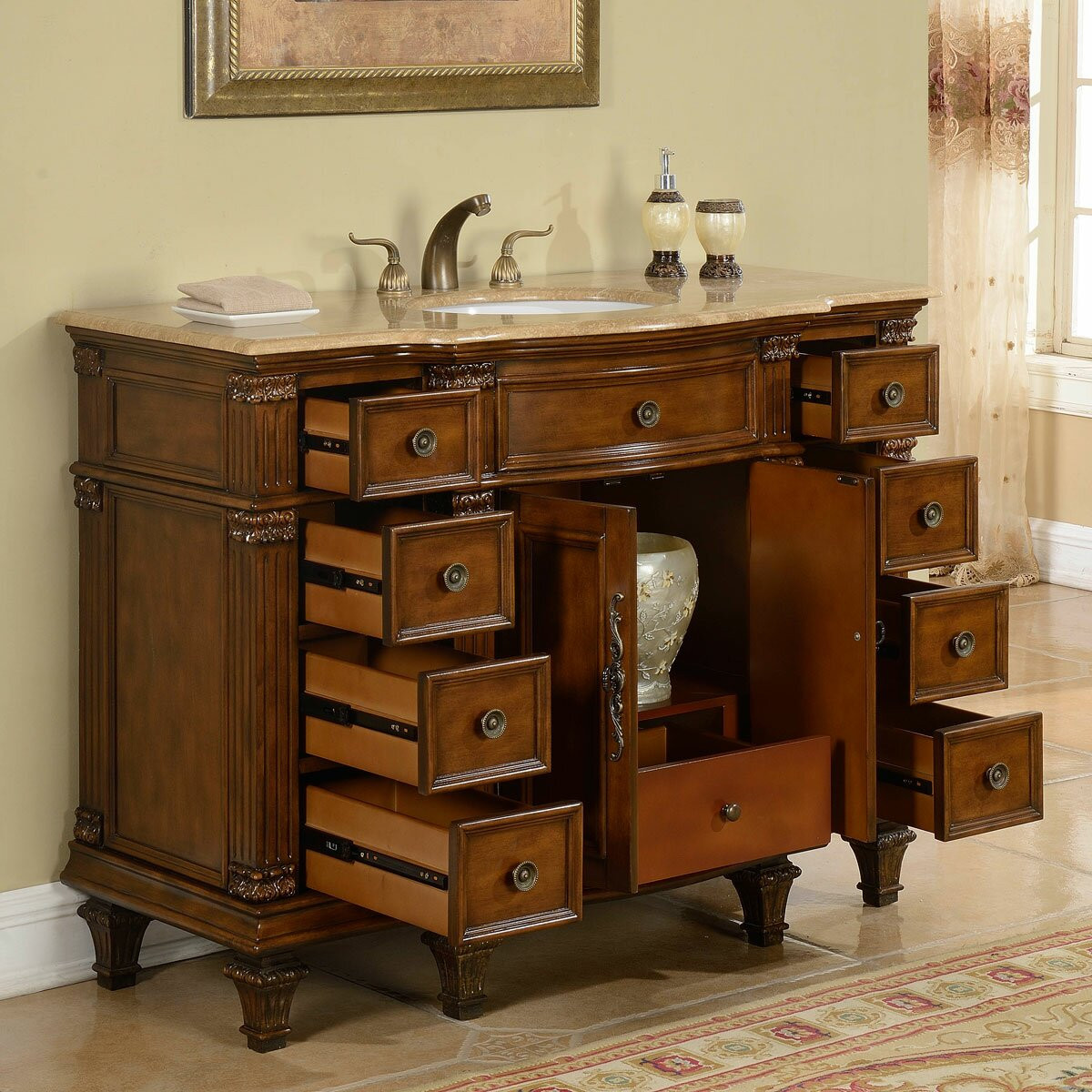 Bathroom Single Sink Vanity Cabinet
 Silkroad Exclusive 48" Single Sink Cabinet Bathroom Vanity