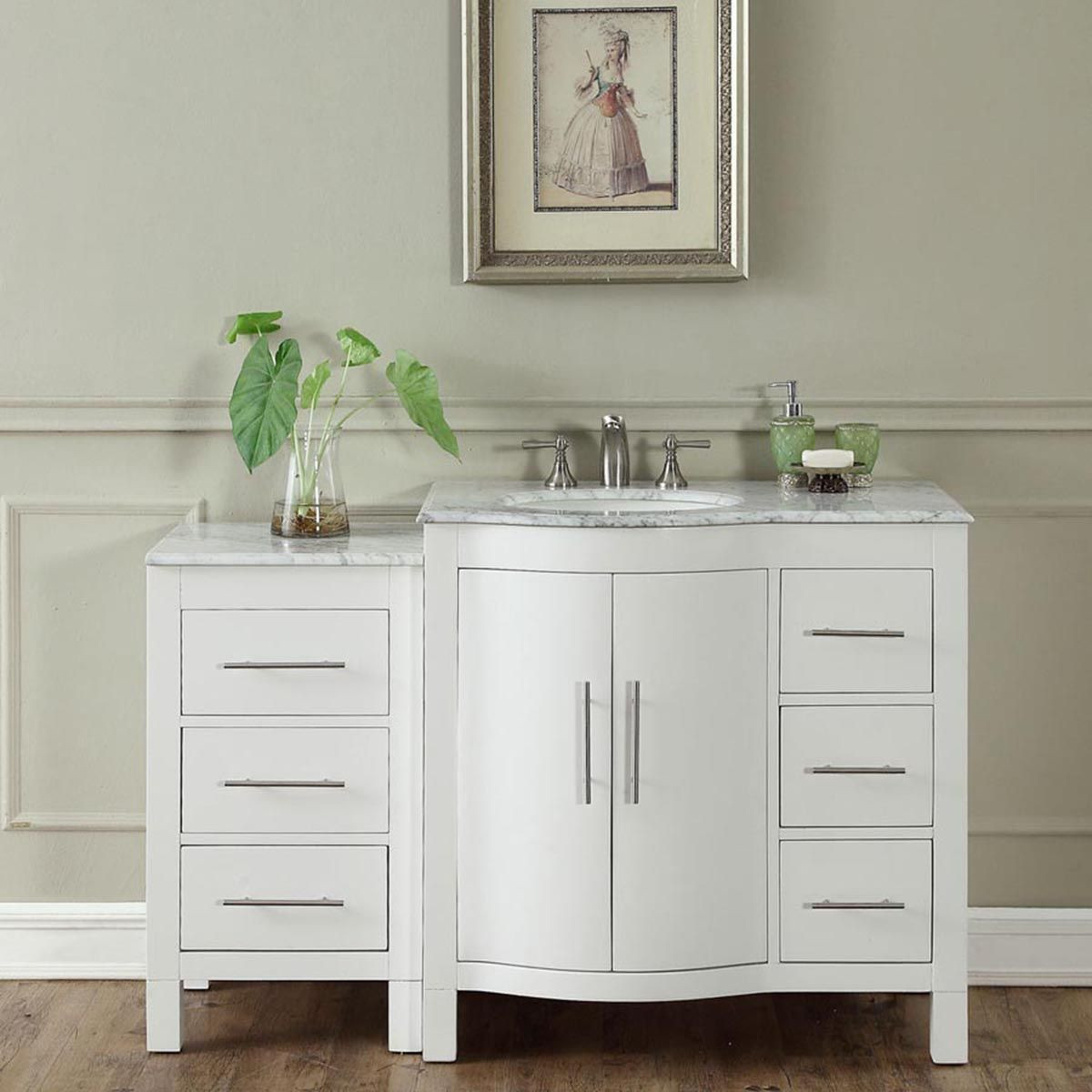 Bathroom Single Sink Vanity Cabinet
 54" Modern Single Bathroom Vanity Espresso with Round Sink