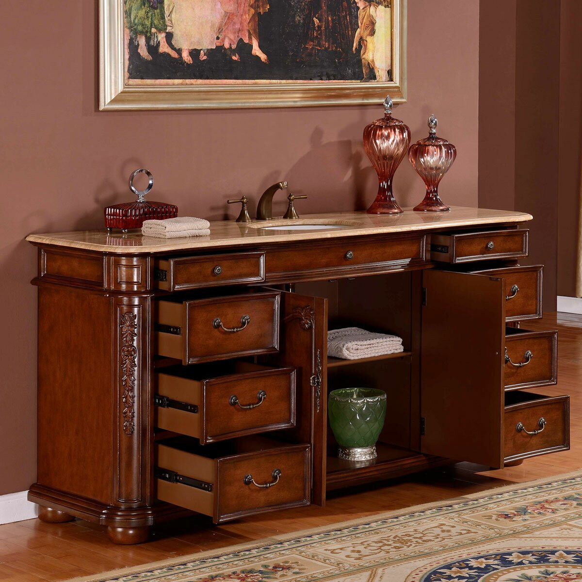 Bathroom Single Sink Vanity Cabinet
 Silkroad Exclusive 72" Single Sink Cabinet Bathroom Vanity