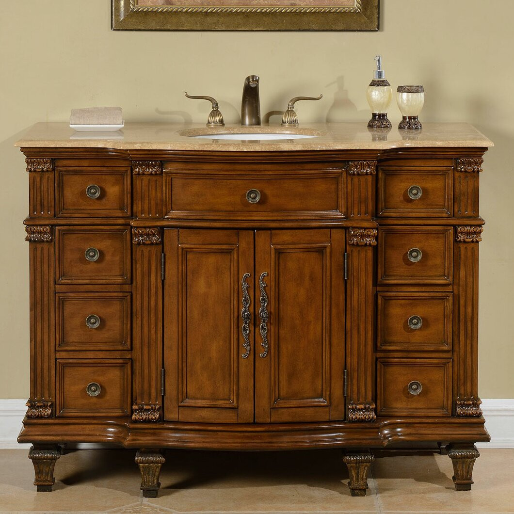 Bathroom Single Sink Vanity Cabinet
 Silkroad Exclusive 48" Single Sink Cabinet Bathroom Vanity