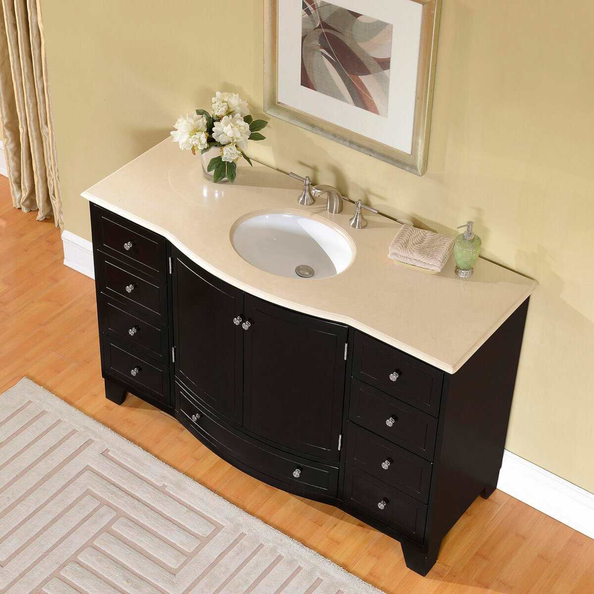 Bathroom Single Sink Vanity Cabinet
 Silkroad Exclusive 55" Single Sink Cabinet Bathroom Vanity