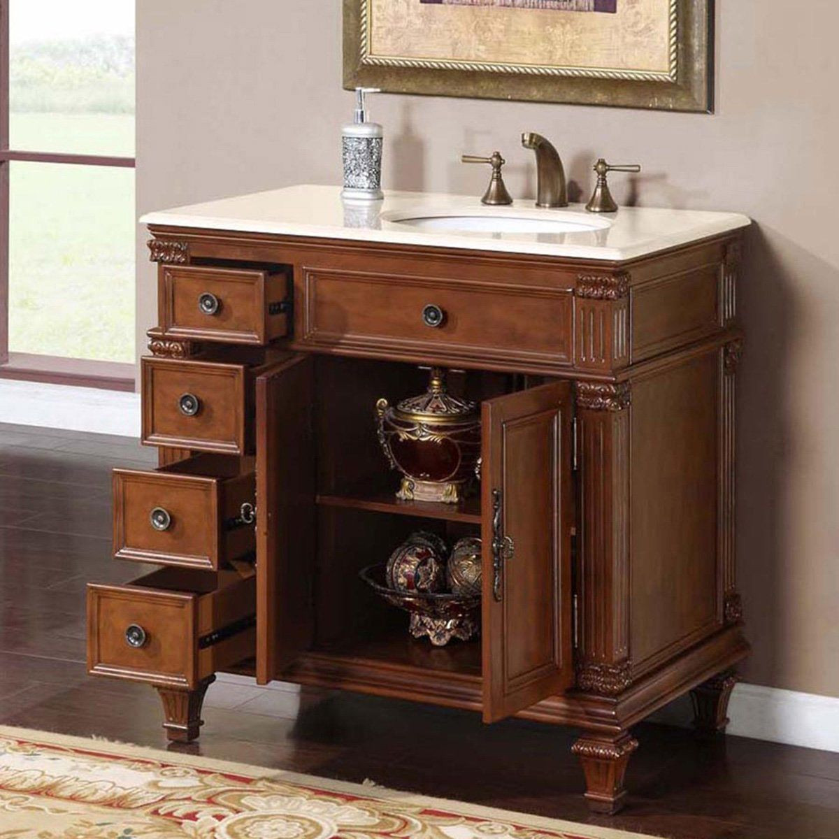 Bathroom Single Sink Vanity Cabinet
 36" Single Bathroom Vanity Cherry