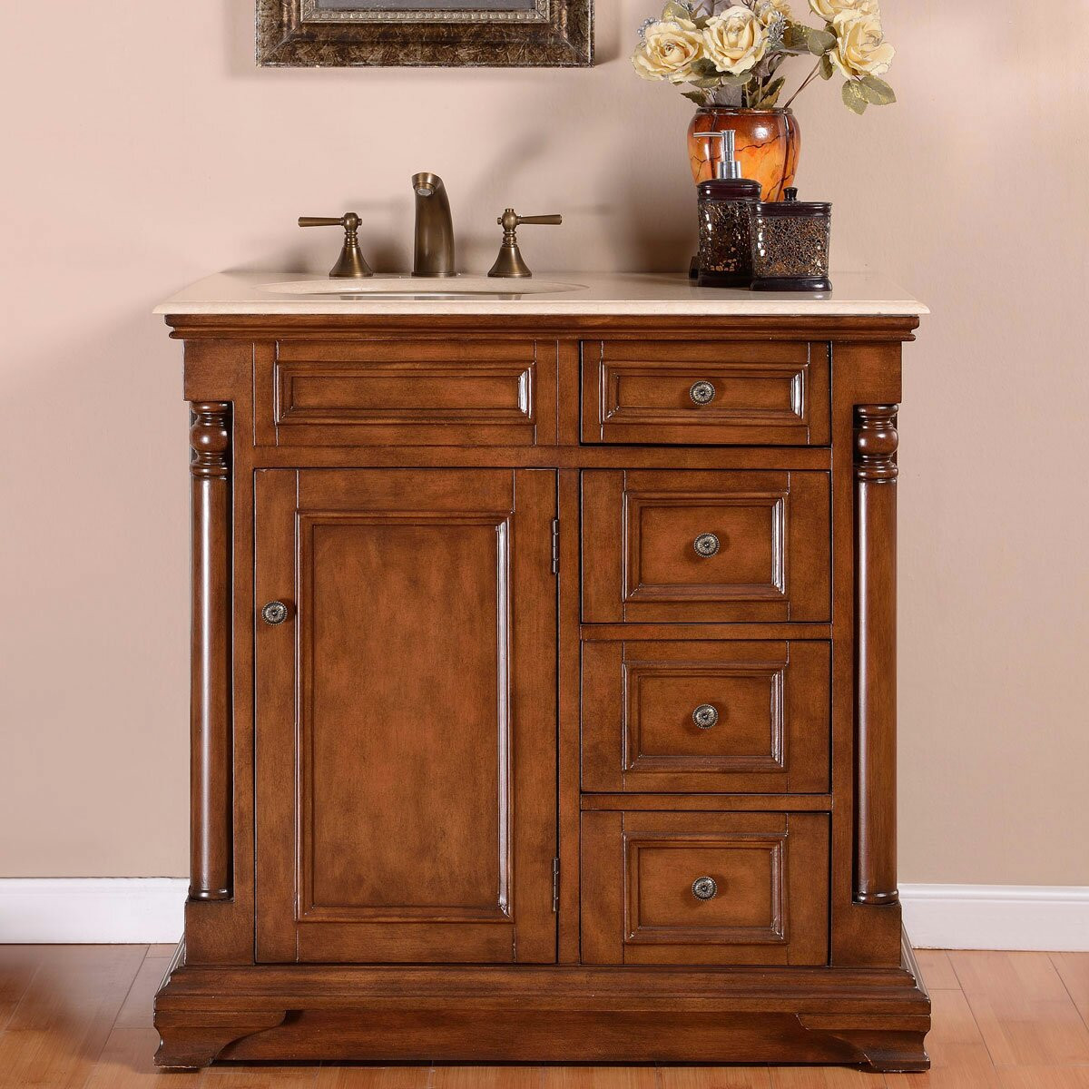 Bathroom Single Sink Vanity Cabinet
 Silkroad Exclusive 36" Single Sink Cabinet Bathroom Vanity