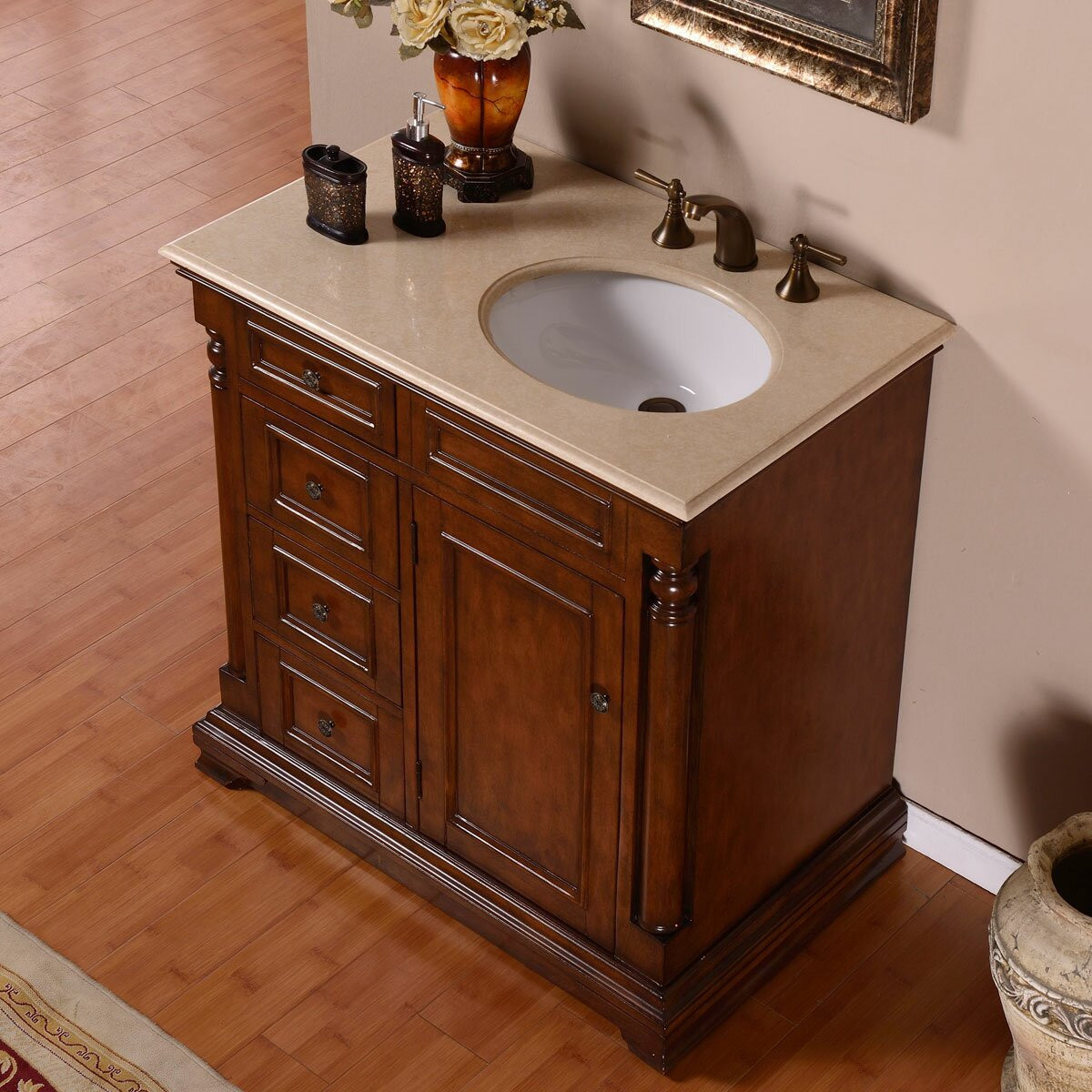 Bathroom Single Sink Vanity Cabinet
 Silkroad Exclusive 36" Single Sink Cabinet Bathroom Vanity