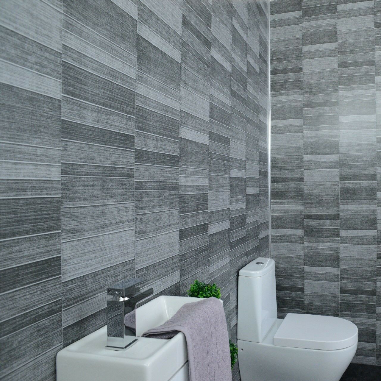 Bathroom Tile Board
 Grey Tile Effect Bathroom Panels Anthracite Tile Cladding