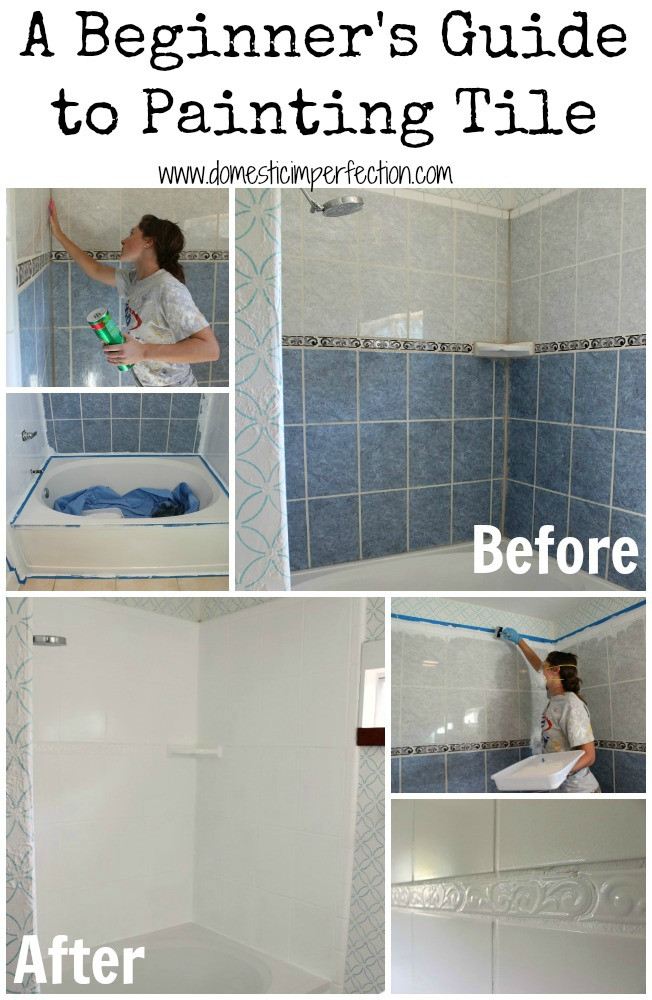 Bathroom Tile Paint
 How to Refinish Outdated Tile yes I painted my shower