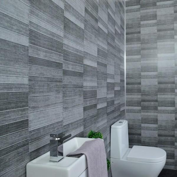 Bathroom Tile Sheets
 Grey Small Tile Effect Anthracite Bathroom Wall Panels PVC