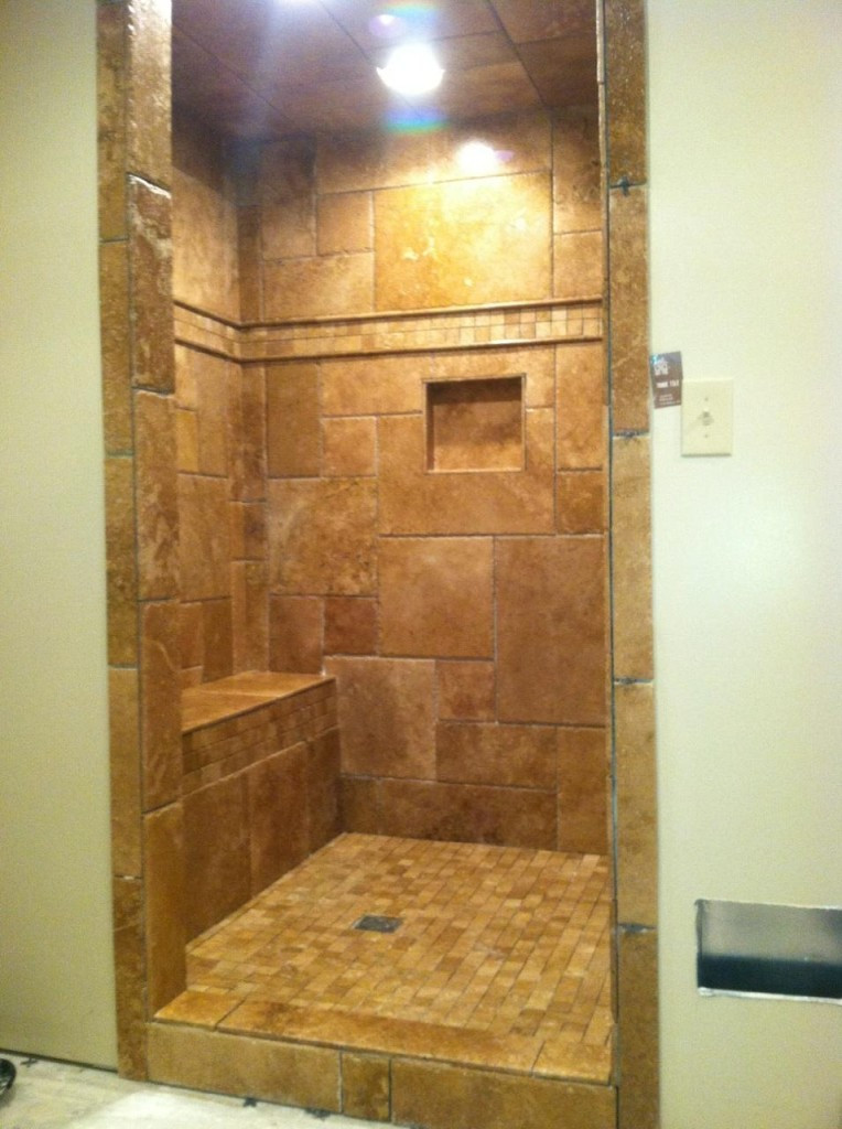 Bathroom Tile Shower
 Travertine Stone Tile Shower Installation