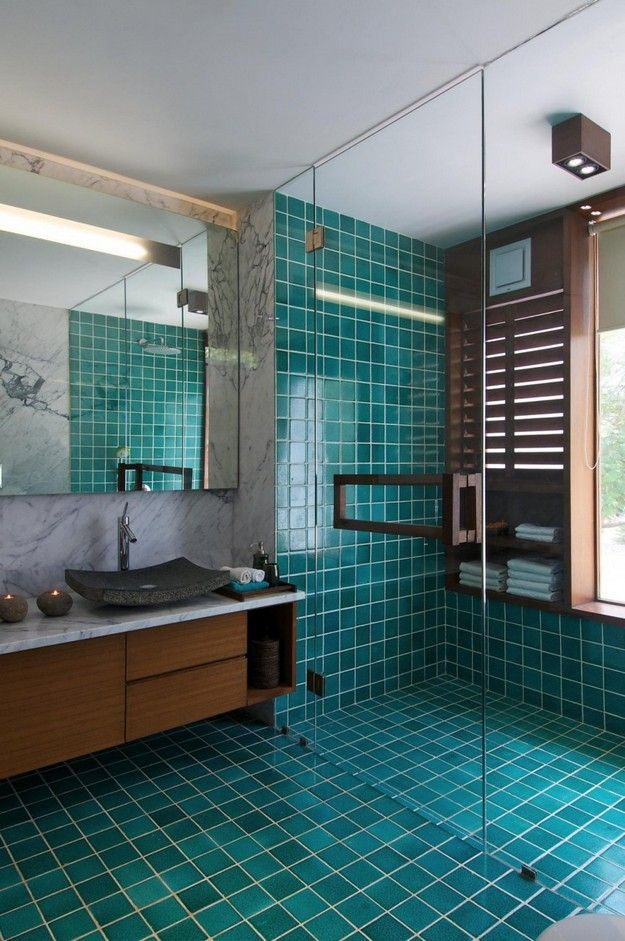 Bathroom Tile Shower
 41 aqua blue bathroom tile ideas and pictures 2019